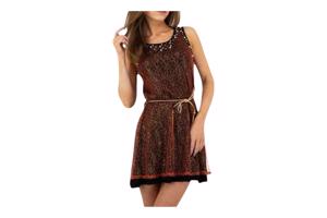 Glitter jurk rood zwart met parels S/M