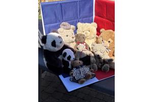 Beer knuffel met metalen bril en stropdas