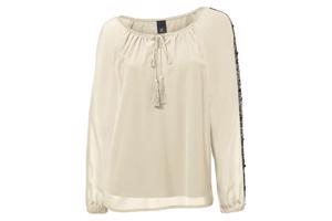 Gevoerde blouse / shirt, kleur: creme, maat 38 (nieuw)