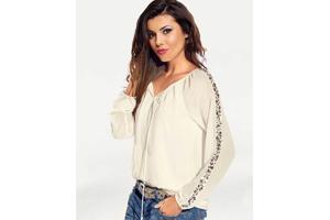 Gevoerde blouse / shirt, kleur: creme, maat 38