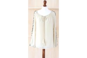 Gevoerde blouse / shirt, kleur: creme, maat 38 (nieuw)