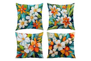 Set van 4 kussenhoezen gebloemd multicolor 40x40cm