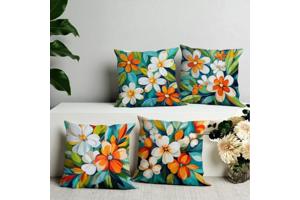 Set van 4 kussenhoezen gebloemd multicolor 40x40cm