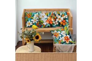 Set van 4 kussenhoezen gebloemd multicolor 40x40cm