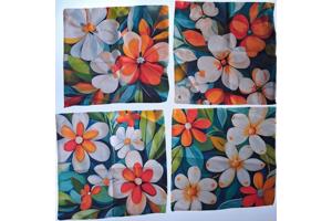 Set van 4 kussenhoezen gebloemd multicolor 40x40cm