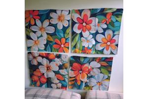 Set van 4 kussenhoezen gebloemd multicolor 40x40cm