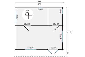 Blokhut - Tuinhuis Big Llanes | 44 mm | onbehandeld