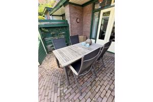 Aluminium tuintafel met 4 verstelbare stoelen