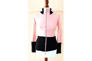 Shirt-vest ritssluiting, roze/zwart, maat S of  M (nieuw)