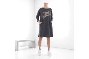 Sweat jurk motorcycle strass steentjes grijs XL/XXL