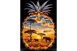 50x40cm Diamond painting Olifant in ananas (vierkant) nr 47