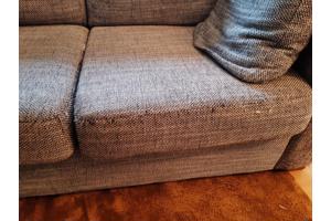 Fijne hoekbank, zwart witte stof, lellere loungebank