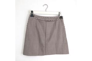 Suede zachte rok grijs met zilveren studs L