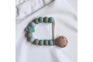 Speenkoord roosje mintgroen khaki