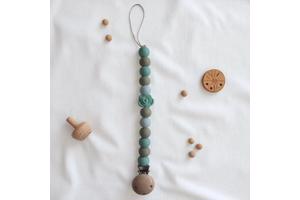 Speenkoord roosje mintgroen khaki