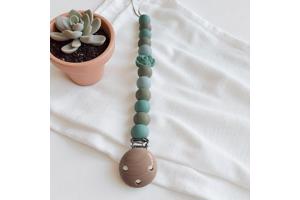 Speenkoord roosje mintgroen khaki