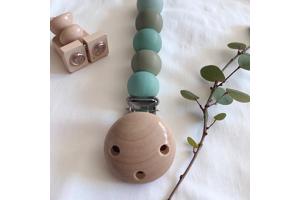 Speenkoord roosje mintgroen khaki