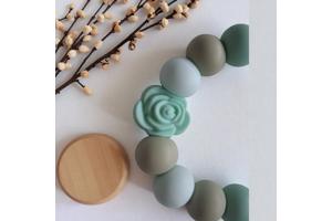 Speenkoord roosje mintgroen khaki