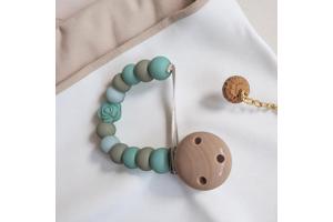 Speenkoord roosje mintgroen khaki