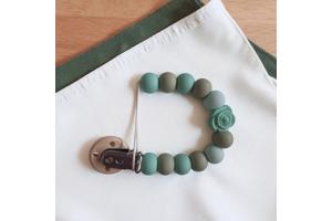 Speenkoord roosje mintgroen khaki