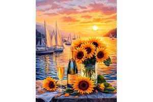 nr 28 Diamond Painting zonnebloemen 50x40cm (vierkant)