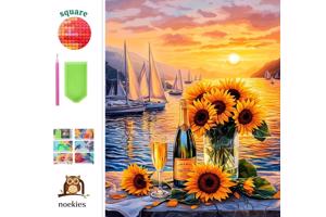 nr 28 Diamond Painting zonnebloemen 50x40cm (vierkant)