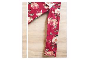 Stretchy top rood bloemenprint met hals koord M