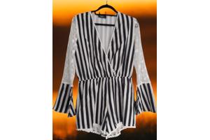 Playsuit gestreept met kanten mouwen M