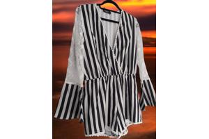 Playsuit gestreept met kanten mouwen M