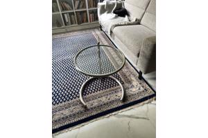 Rond glazen bijzettafel in hoogte verstelbaar