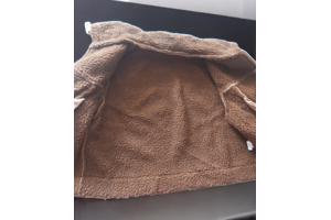 Suede teddy zacht kort jasje bruin L