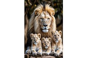 50x40cm Diamond Painting leeuw met jong (rond) nr 73