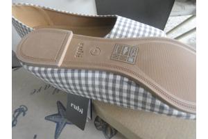 Ballerina,s grijs/wit geblokt maat 40 (nieuw)