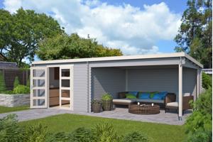 Blokhut met overkapping Olenka 710x330 Onbehandeld vuren