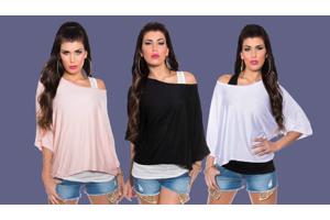 2in1 shirt kleur roze/wit, zwart/wit en wit/zwart  Nieuw