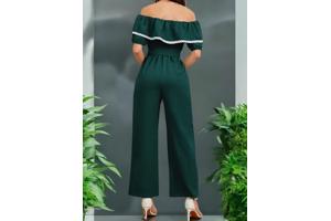 Offshoulder jumpsuit donkergroen XL