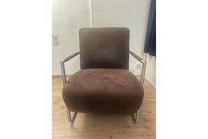 Bruine vegan suède fauteuil – comfortabele designstoel