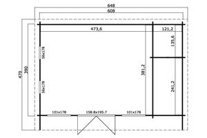 Tuinhuis-Blokhut Japan: 608 x 390 cm