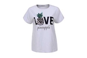 Glo-Story t-shirt lichtblauw love pineapple S