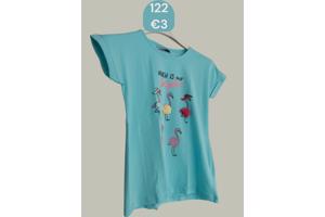 Glo-Story t-shirt flamingo's turquoise 122