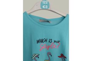 Glo-Story t-shirt flamingo's turquoise 122