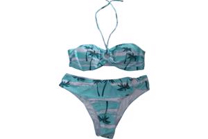 3 delige bikini palmbomen turquoise 2XL