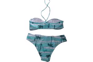 3 delige bikini palmbomen turquoise 2XL