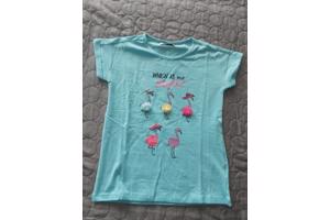 Glo-Story t-shirt flamingo's turquoise 122