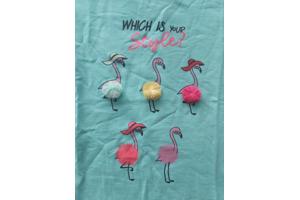 Glo-Story t-shirt flamingo's turquoise 122