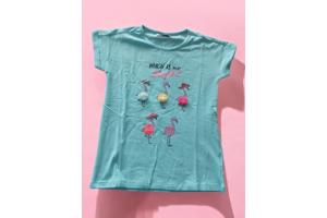 Glo-Story t-shirt flamingo's turquoise 122