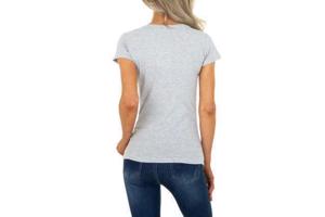 Glo-Story strak getailleerd t-shirt fashion tas hakken grijs