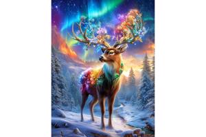 nr 69 Diamond Painting kleurrijk hert 50x40cm (vierkant)