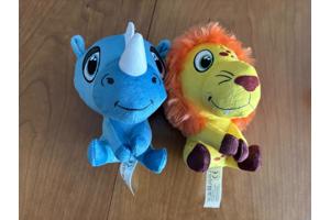 Lidl safari mini’s 2 kleine knuffels neushoorn leeuw