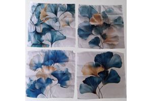 Set van 4 kussenhoezen bloemen turquoise goud 45x45cm